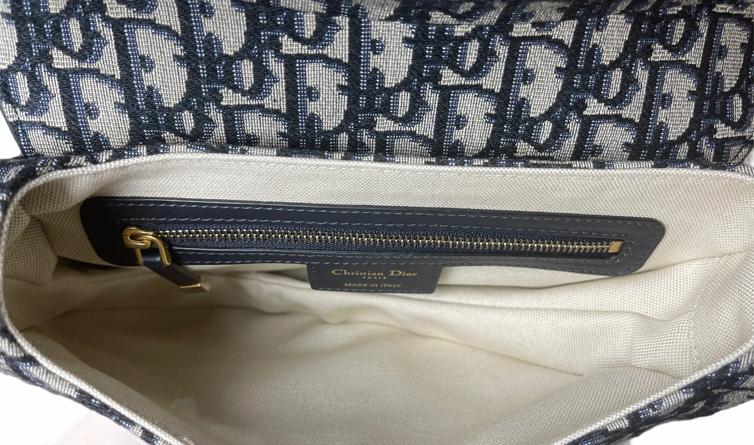 Christian Dior Blue Oblique Monogram Canvas Saddle Bag
