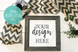 Christmas Farmhouse Gray Wood Sign Mockup
