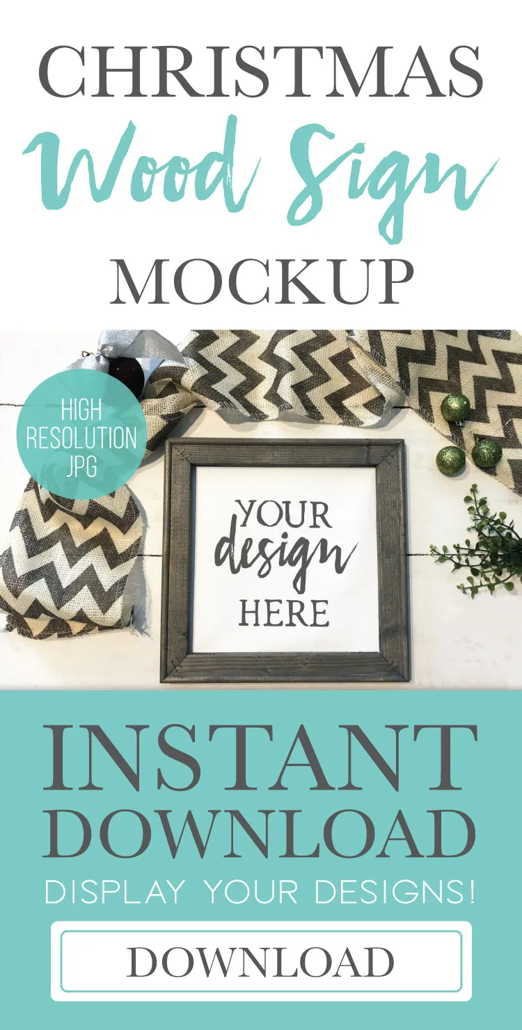 Christmas Farmhouse Gray Wood Sign Mockup