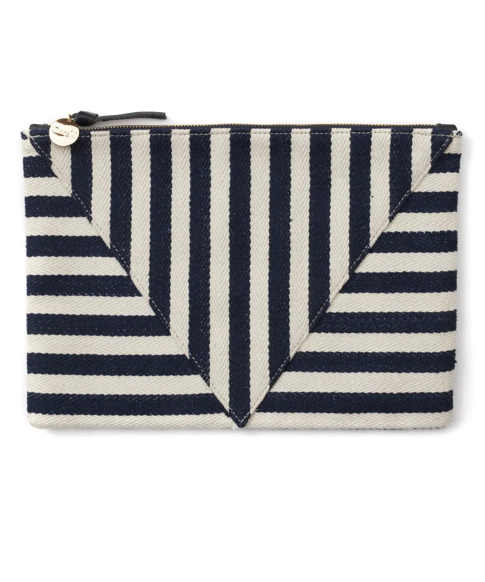 Clare V. Flat Clutch Mariner Stripe