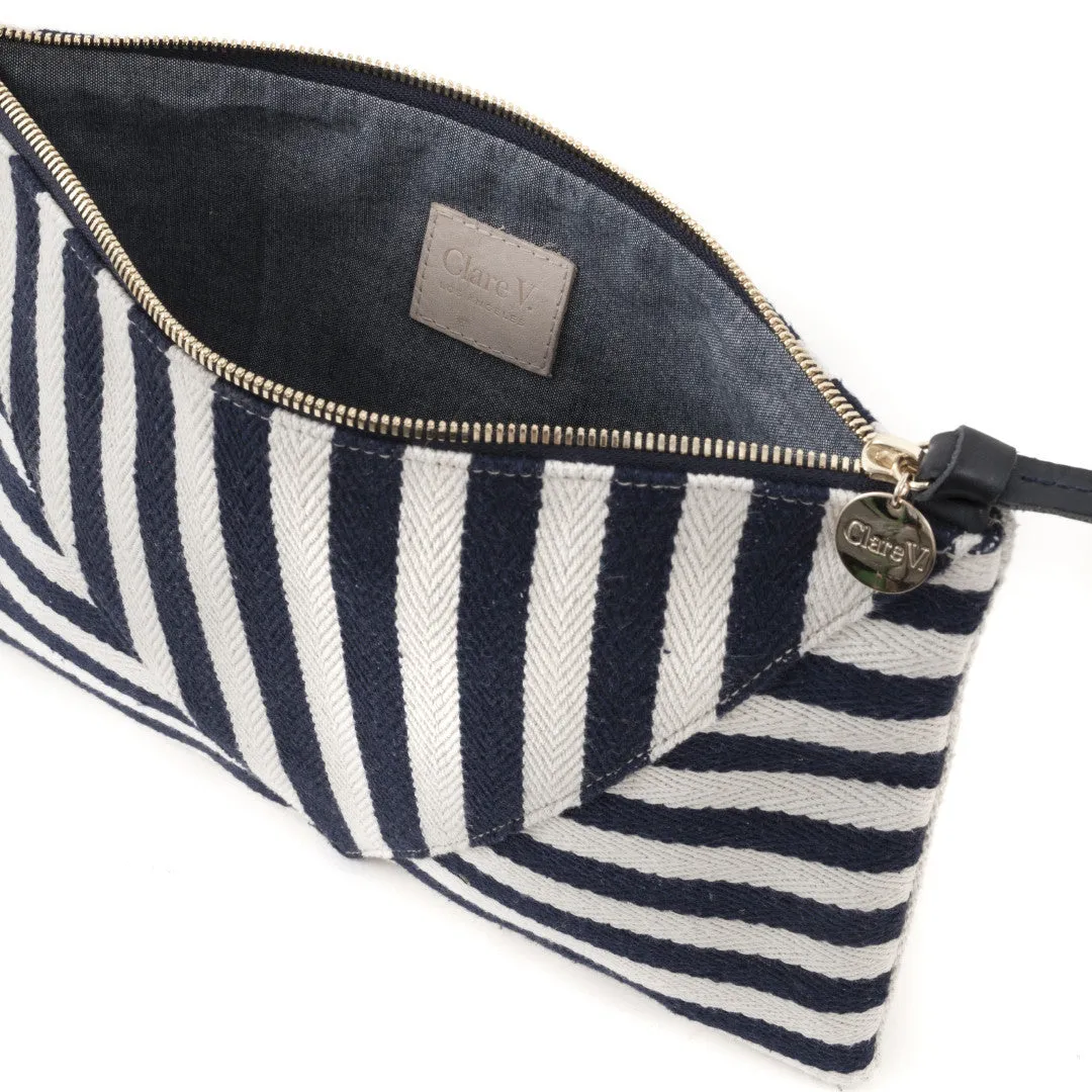 Clare V. Flat Clutch Mariner Stripe