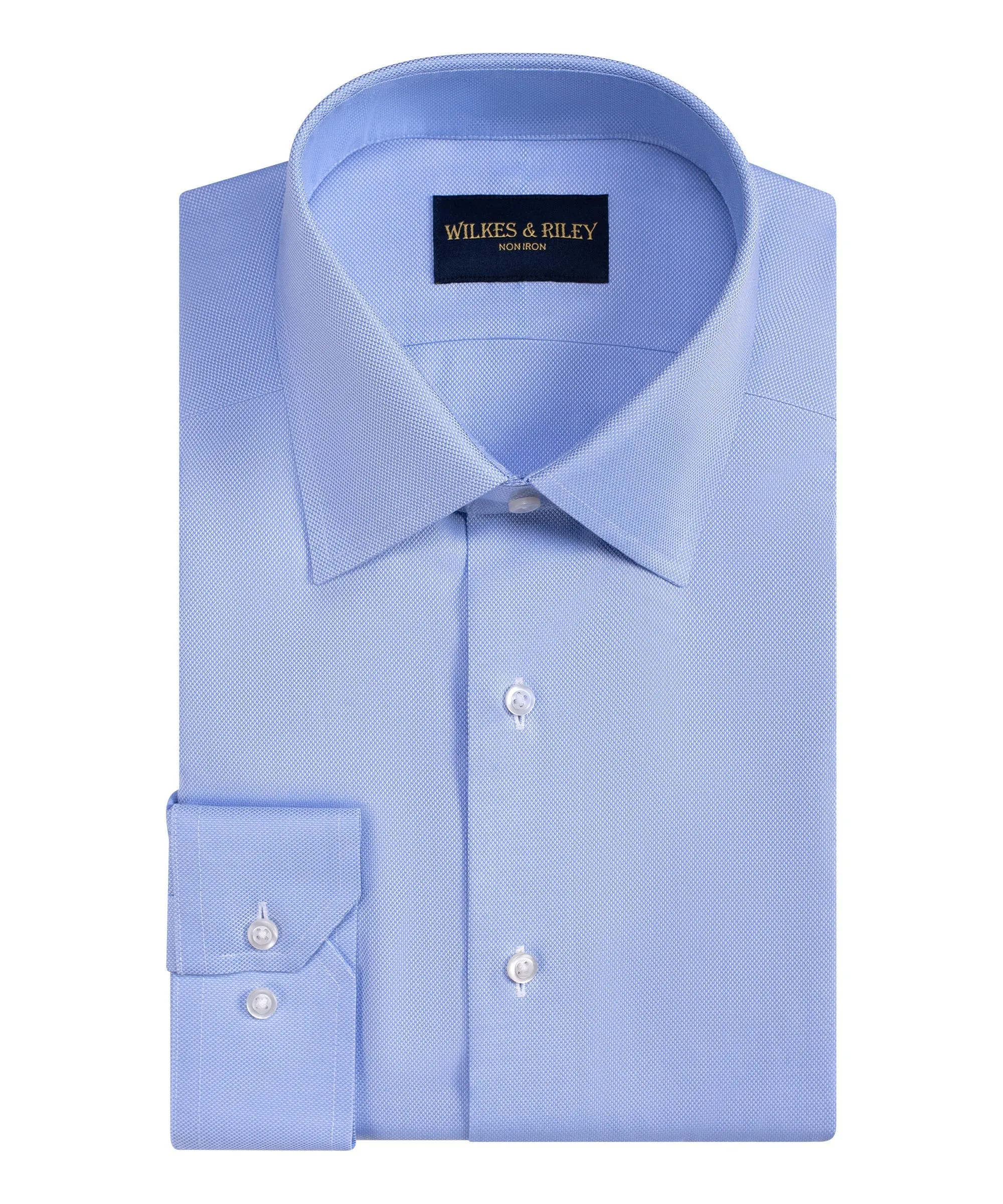 Classic Fit Blue Spread Collar Non-Iron Queens Oxford Dress Shirt