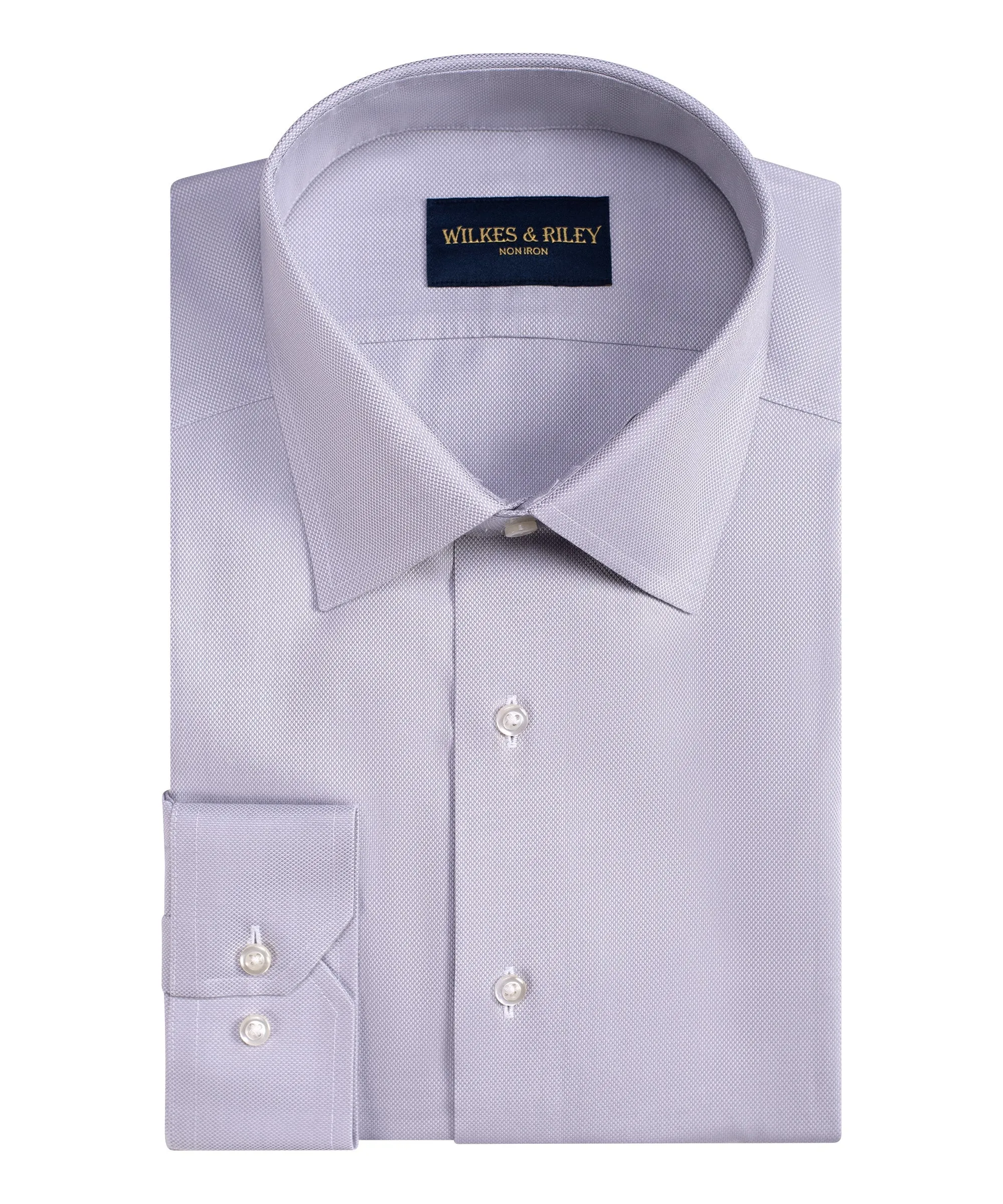 Classic Fit Grey Spread Collar Non-Iron Queens Oxford Dress Shirt