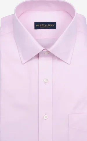 Classic Fit Pink Solid Spread Collar Supima® Cotton Non-Iron Pinpoint Oxford Dress Shirt