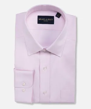 Classic Fit Pink Spread Collar Non-Iron Pinpoint Oxford Dress Shirt
