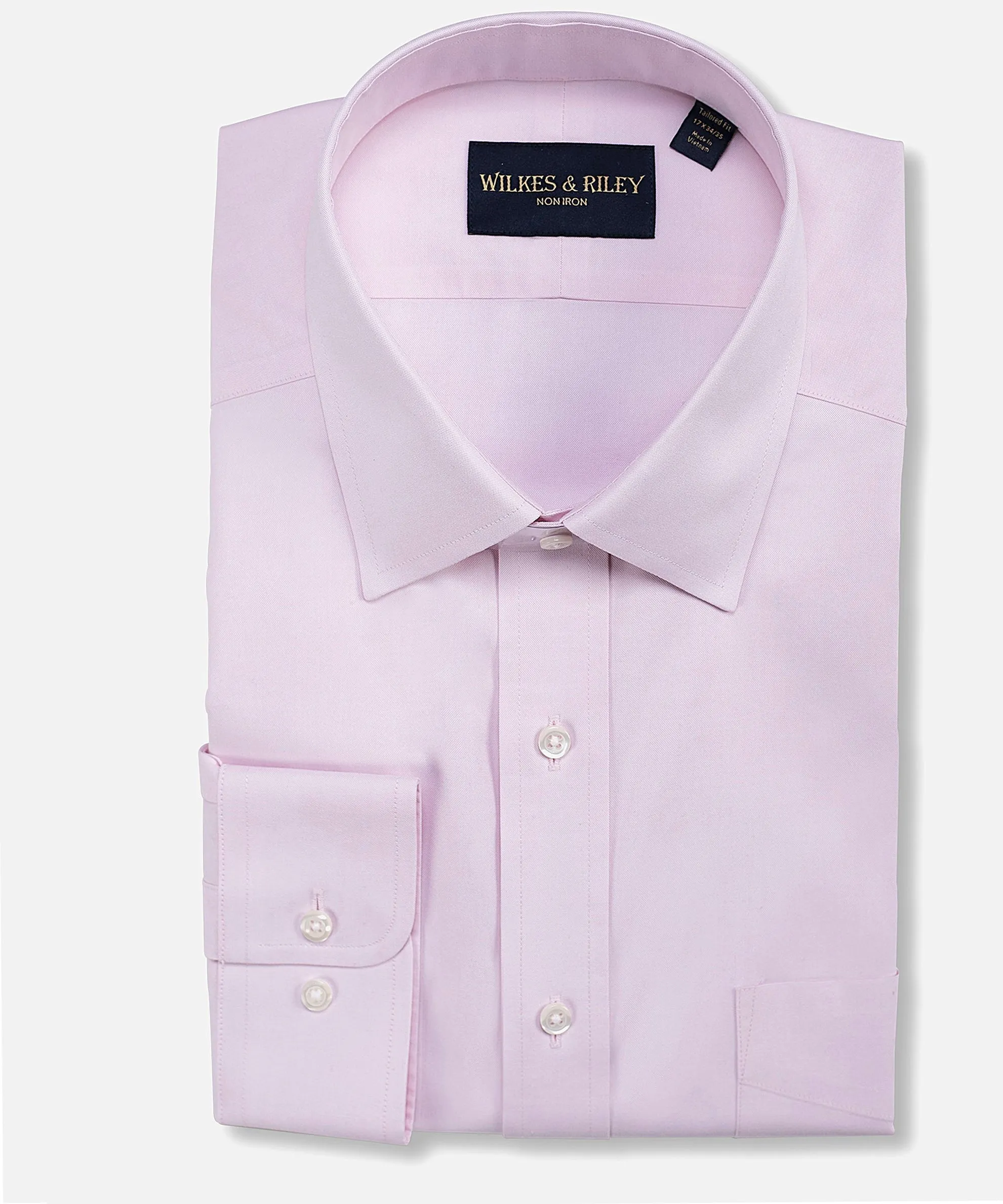 Classic Fit Pink Spread Collar Non-Iron Pinpoint Oxford Dress Shirt