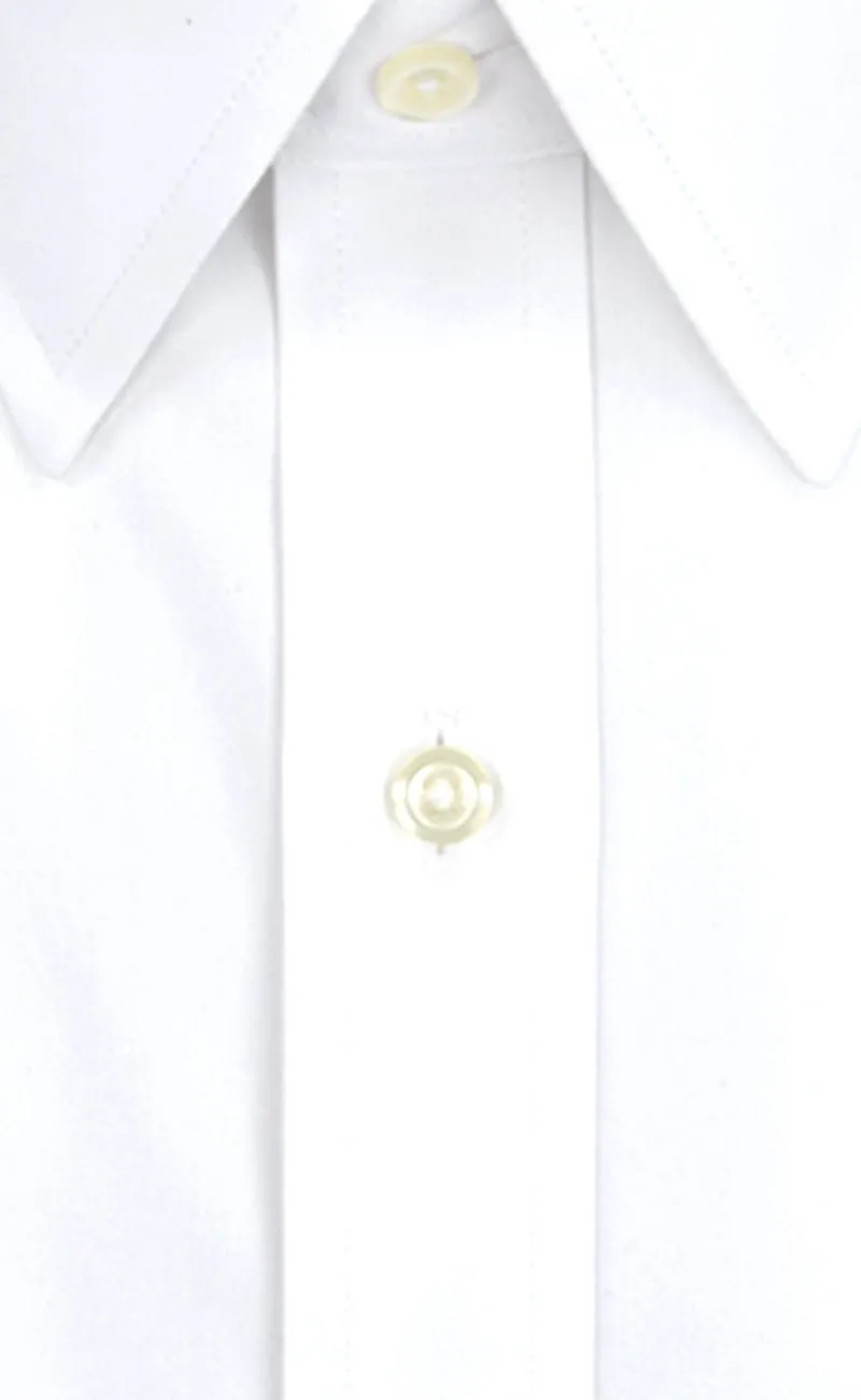 Classic Fit White Solid Point Collar Supima® Cotton Non-Iron Pinpoint Oxford Dress Shirt