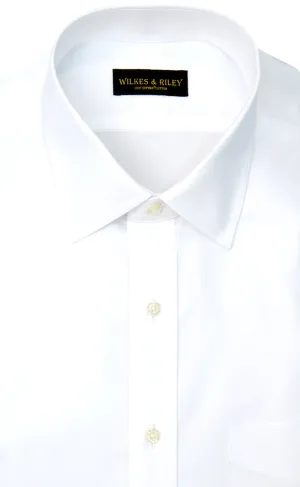 Classic Fit White Solid Spread Collar Supima® Cotton Non-Iron Pinpoint Oxford Dress Shirt