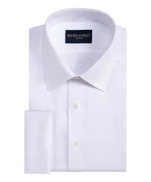 Classic Fit White Spread Collar French Cuff Non-Iron Queens Oxford Dress Shirt