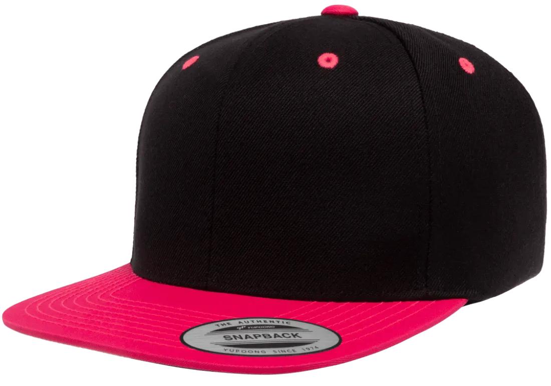 Classics Blank Snapback Cap Black/Neon Pink