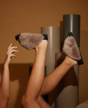 CLOUD SLIPPERS WITH FAUX FUR - NUDE