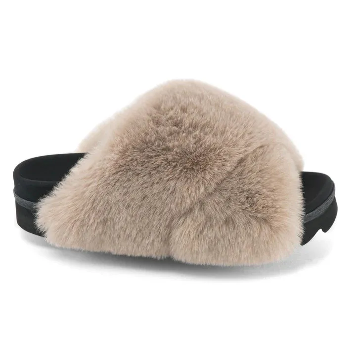 CLOUD SLIPPERS WITH FAUX FUR - NUDE
