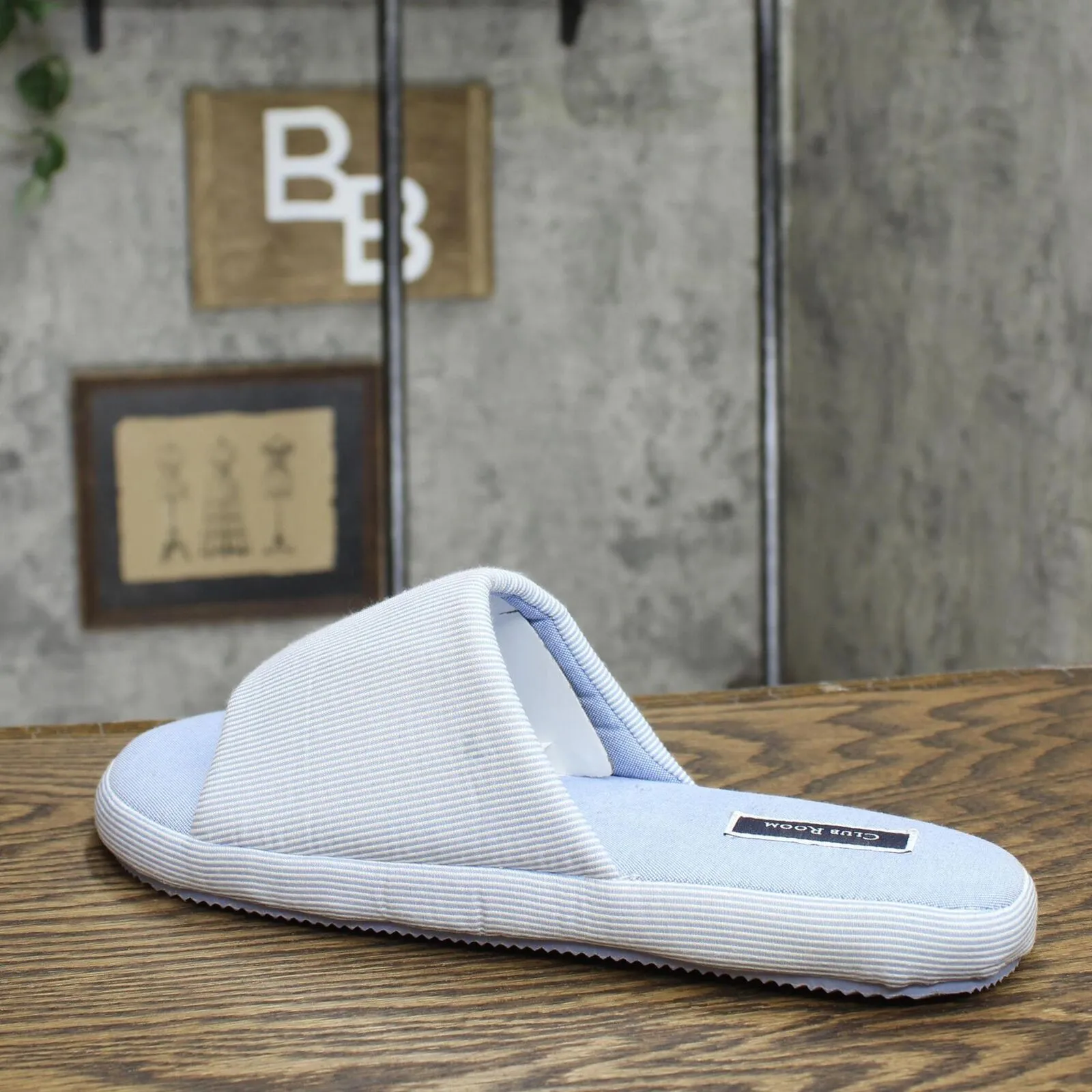 Club Room Men's Cushioned Bed Slides 100152616 Blue Pinstripe L