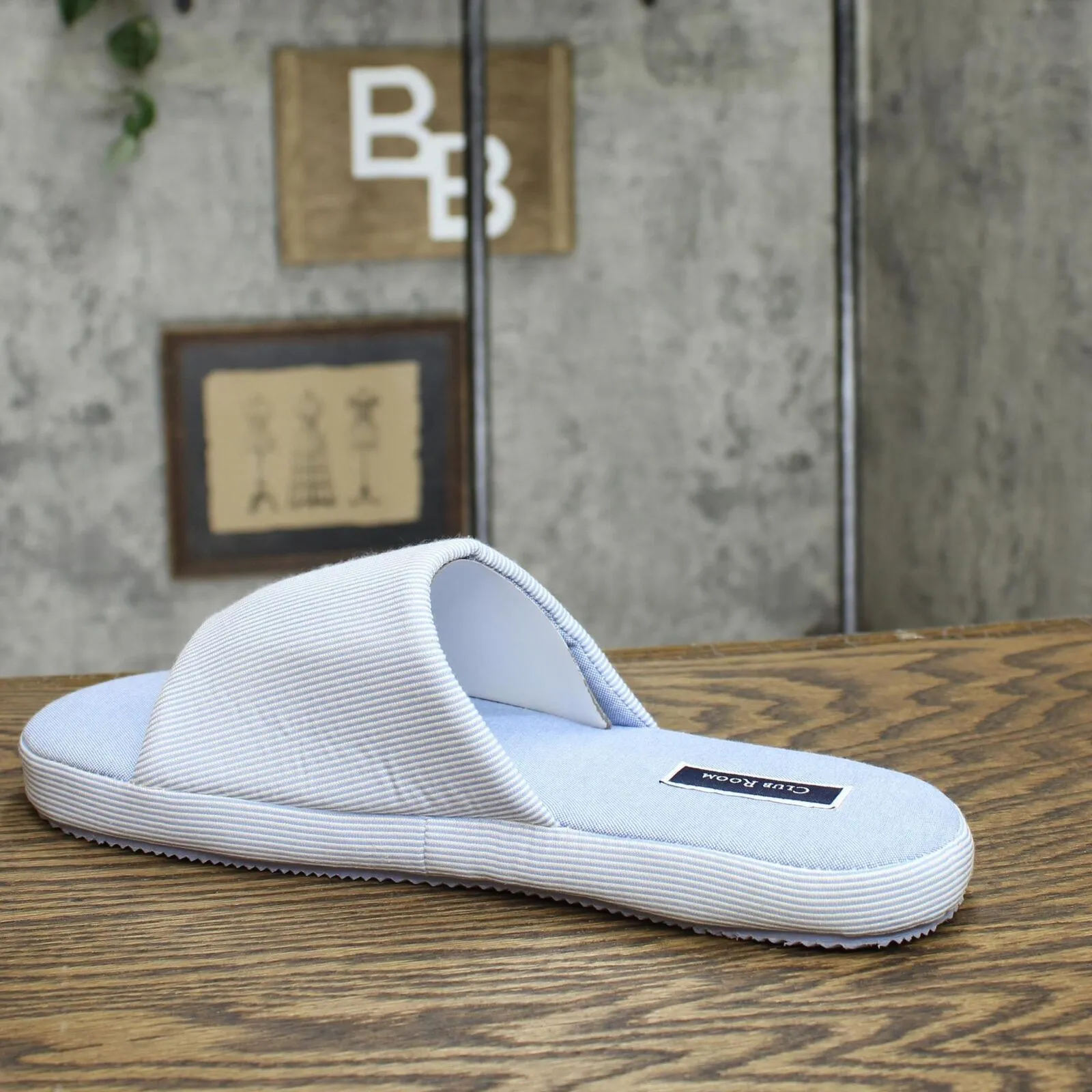 Club Room Men's Cushioned Bed Slides 100152616 Blue Pinstripe L