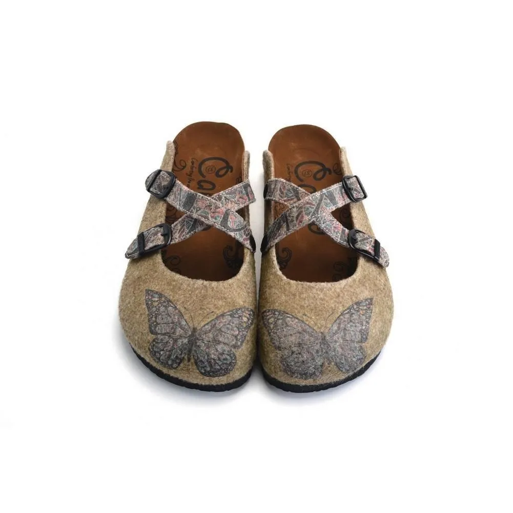 Colored Mixed Patterned Brown and Butterfly Clogs - CAL1203
