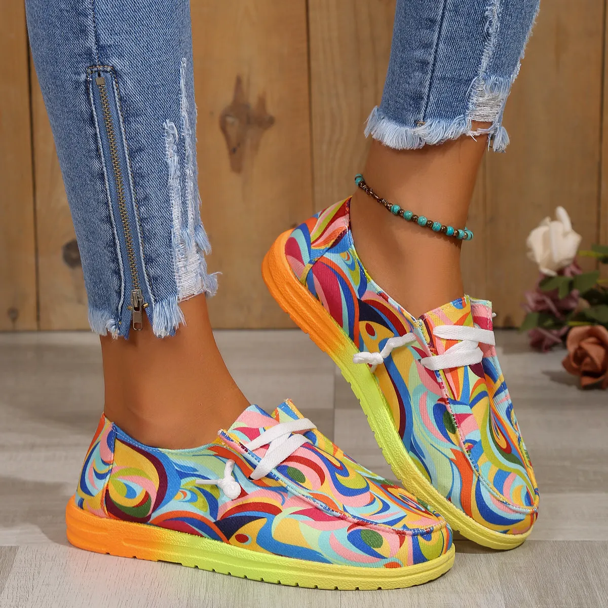 Colorful Canvas Flat Pumps