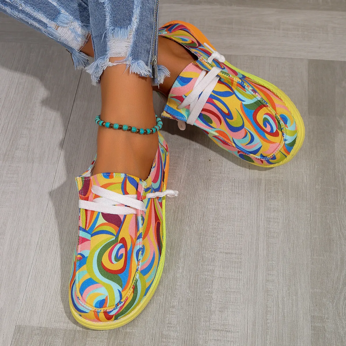 Colorful Canvas Flat Pumps