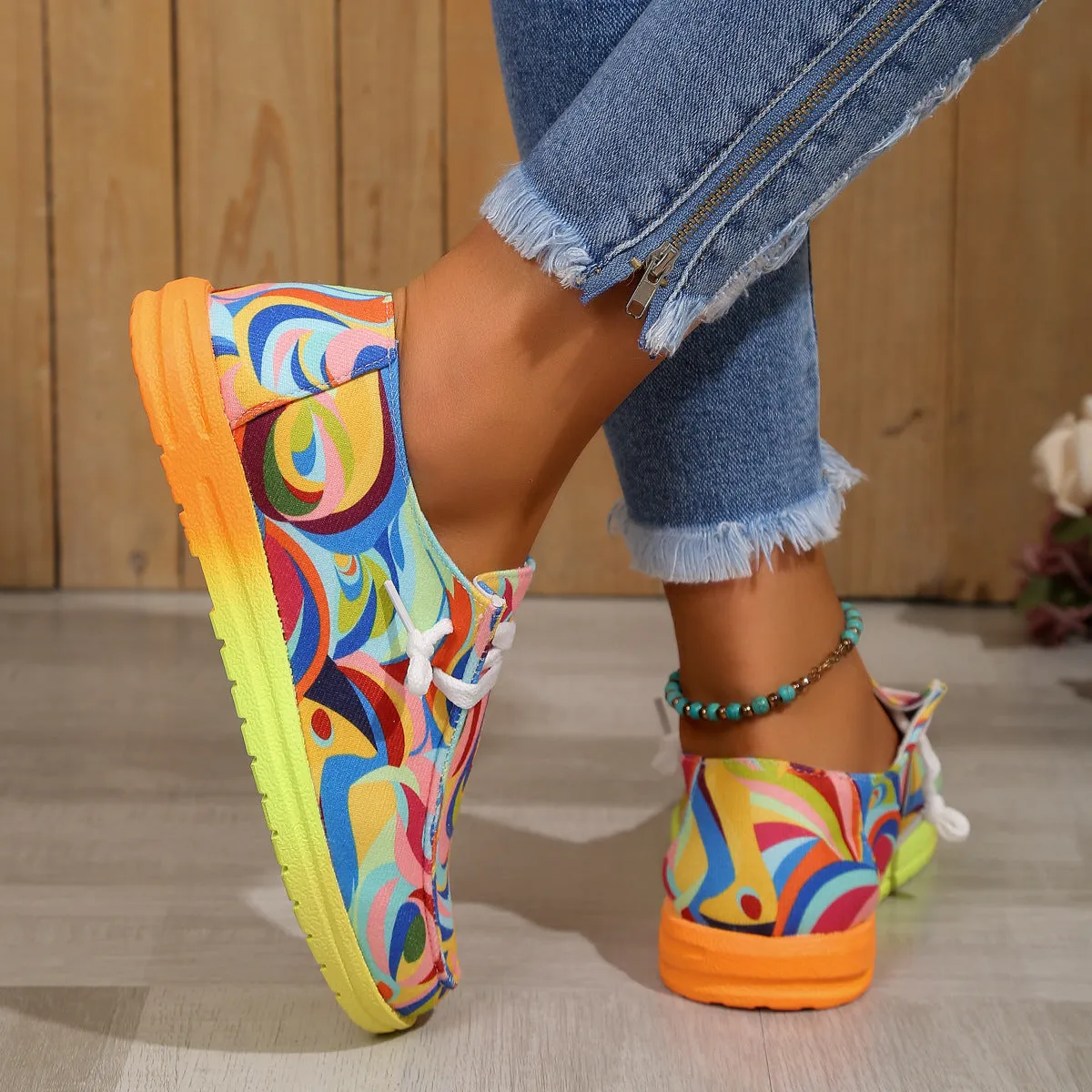 Colorful Canvas Flat Pumps