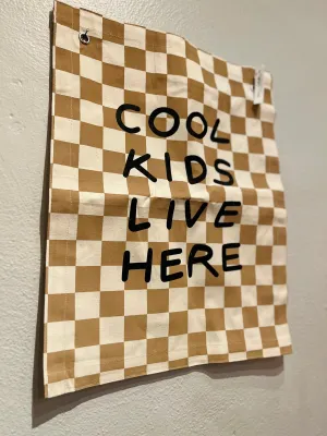 Cool Kids Banner- Checkered Taupe