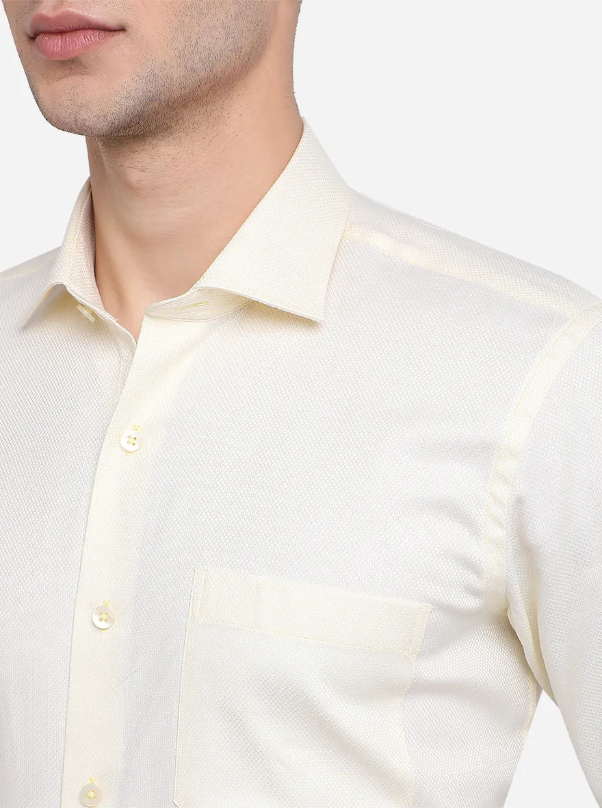 Cream Solid Slim Fit Formal Shirt | Metal