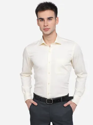 Cream Solid Slim Fit Formal Shirt | Metal