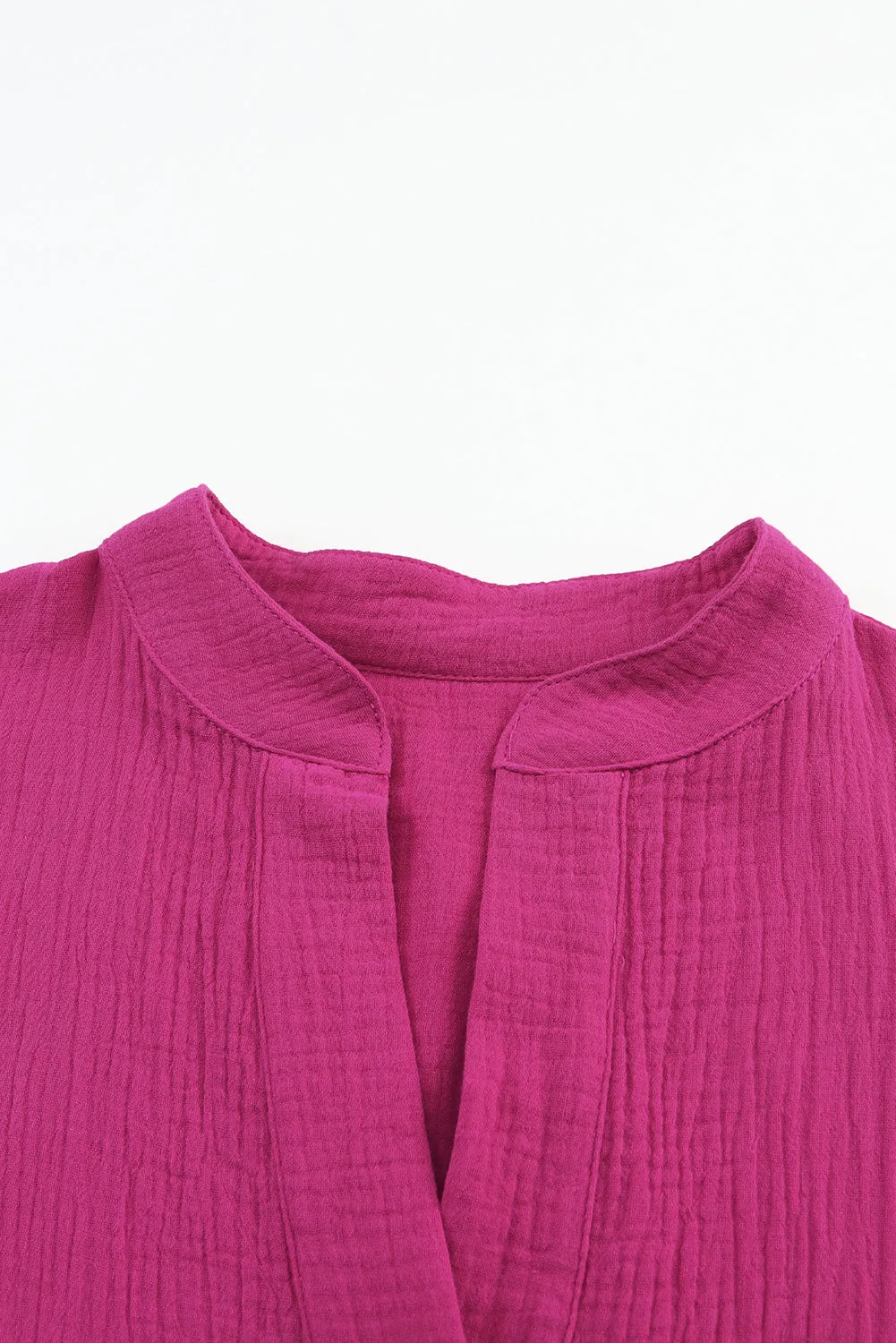 Crinkled Tiered Split Neck Shirt Dress