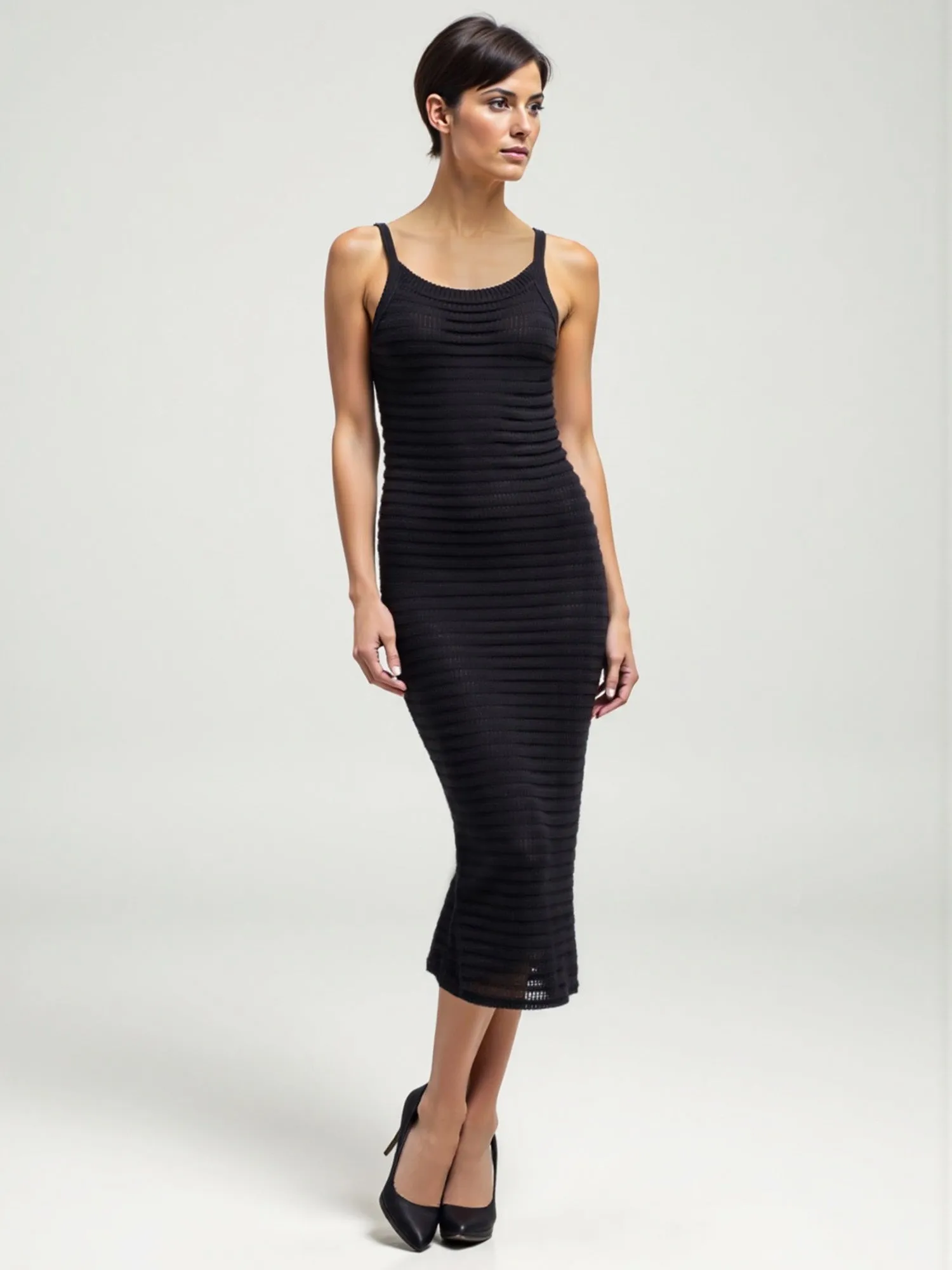 Crochet Knit Tank Midi Dress