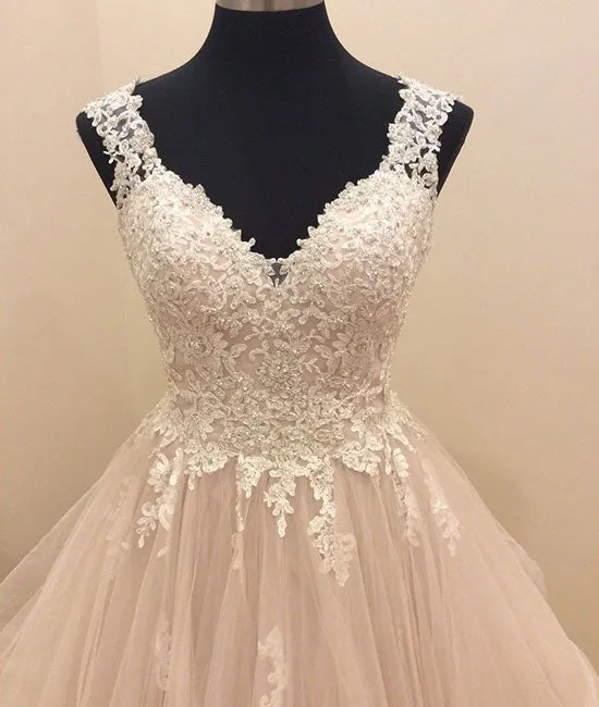 Custom made tulle lace long prom gown, lace evning dress