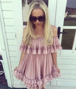 Cute chiffon pink short prom dress, pink homecoming dress