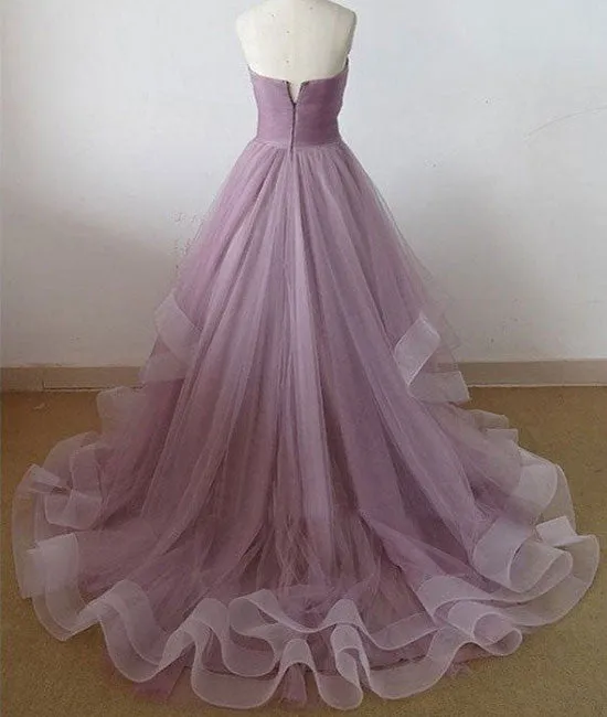 Cute sweetheart tulle long prom dress, evening dress