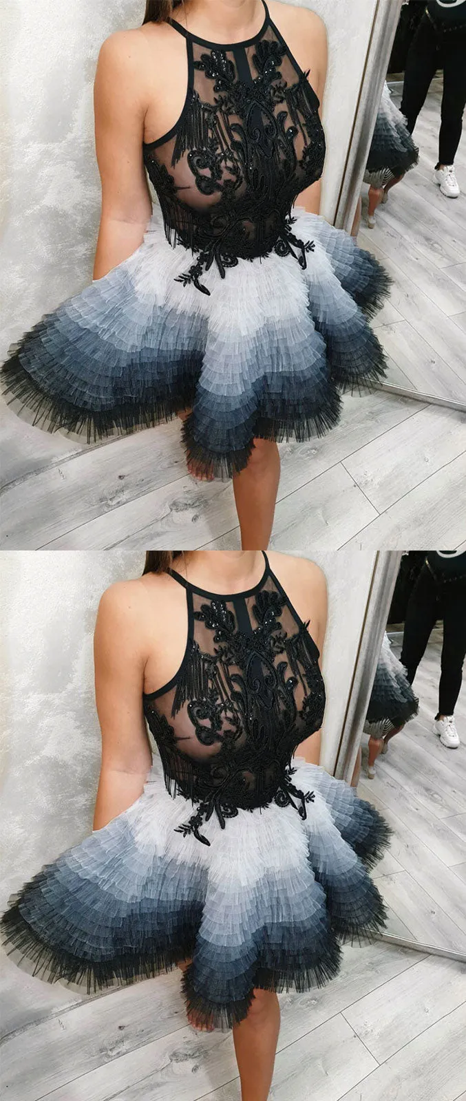 Cute tulle lace short prom dress, cute homecoming dress