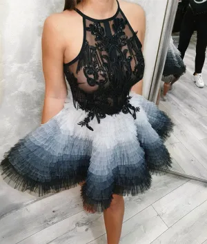 Cute tulle lace short prom dress, cute homecoming dress