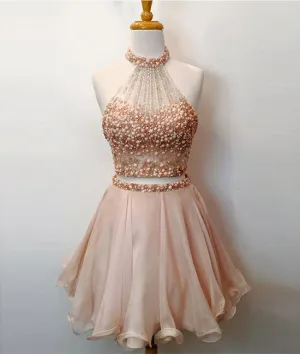 Cute two pieces short prom dress, cute homecoming dress