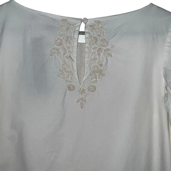 Cynthia Steffe White Floral Embroidered‎ Bell Short Sleeves Tunic Dress Size 6