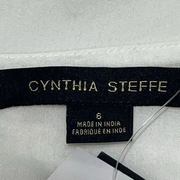 Cynthia Steffe White Floral Embroidered‎ Bell Short Sleeves Tunic Dress Size 6