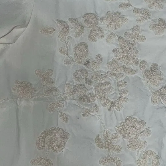 Cynthia Steffe White Floral Embroidered‎ Bell Short Sleeves Tunic Dress Size 6