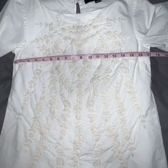 Cynthia Steffe White Floral Embroidered‎ Bell Short Sleeves Tunic Dress Size 6