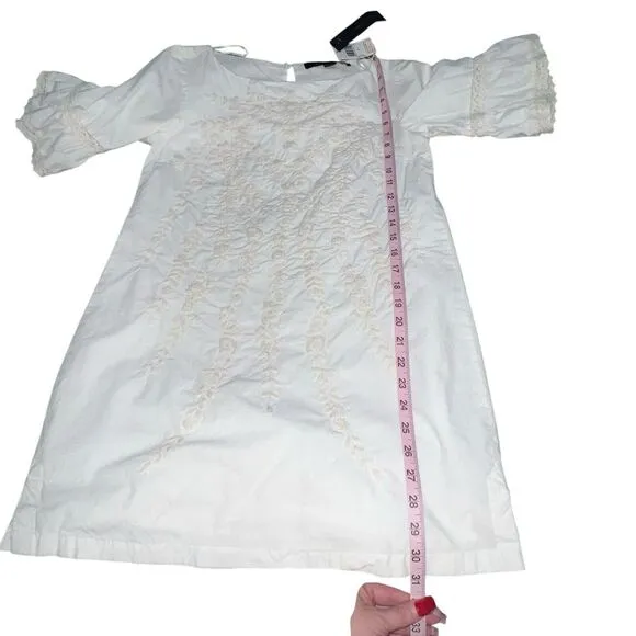 Cynthia Steffe White Floral Embroidered‎ Bell Short Sleeves Tunic Dress Size 6