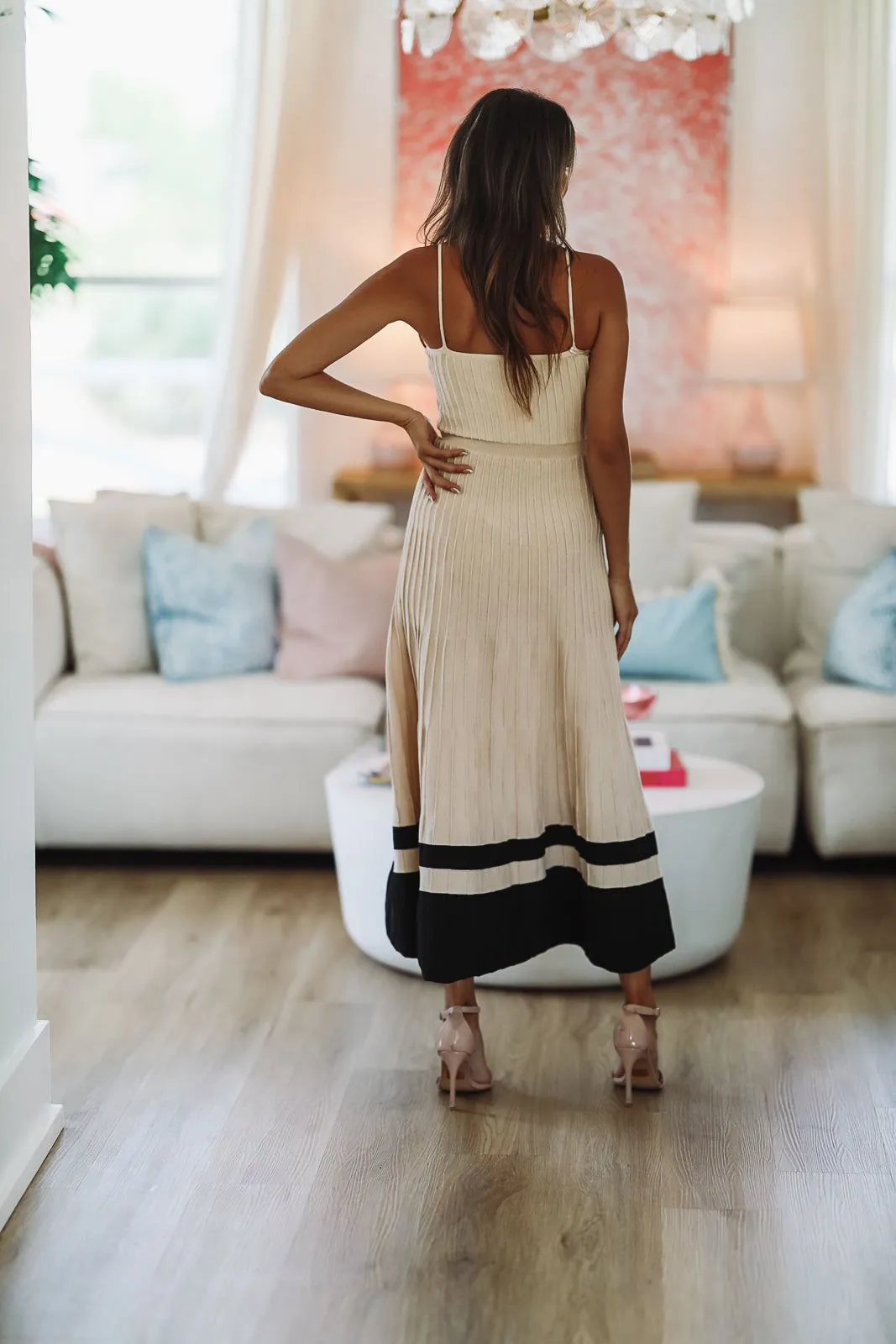 Daily Stroll Midi Dress - Khaki And Black