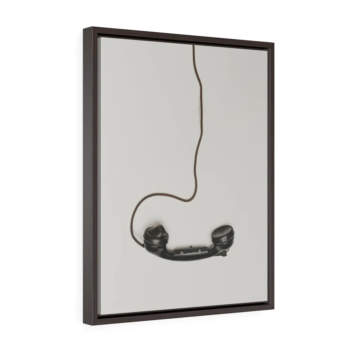 DANGLING ROTARY PHONE HANDSET <br>vertical framed premium gallery wrap canvas