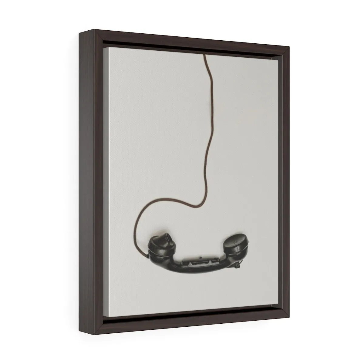 DANGLING ROTARY PHONE HANDSET <br>vertical framed premium gallery wrap canvas