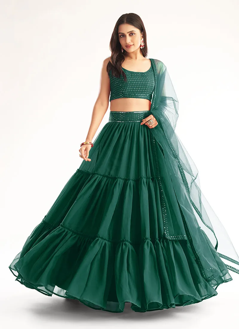 Dark Green Sequence Georgette Lehenga Choli