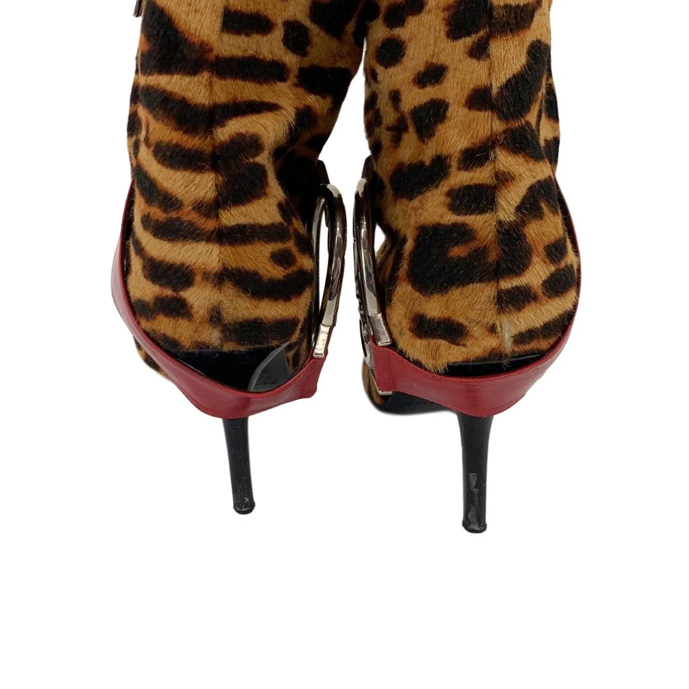 Dior Logo Medallion Cheetah Heeled Boots