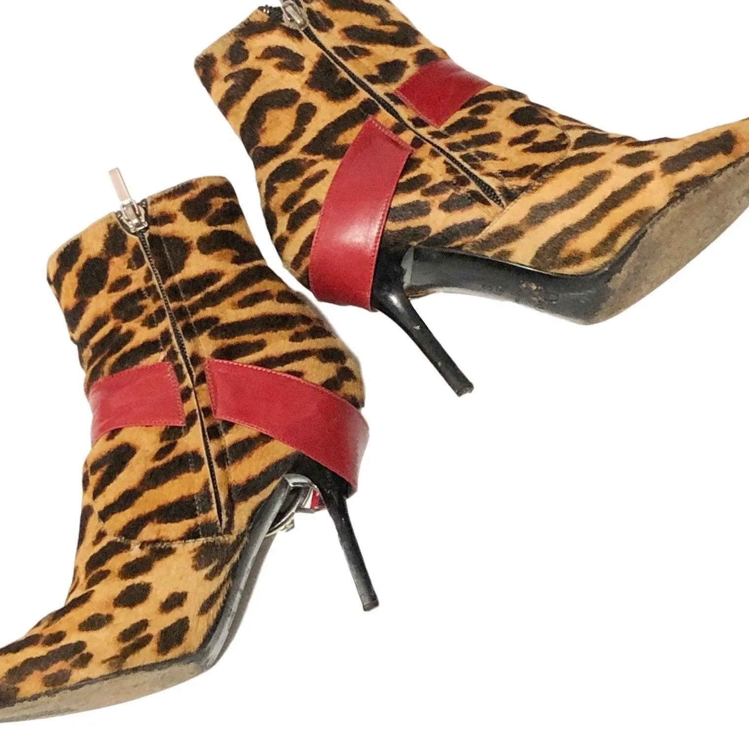 Dior Logo Medallion Cheetah Heeled Boots