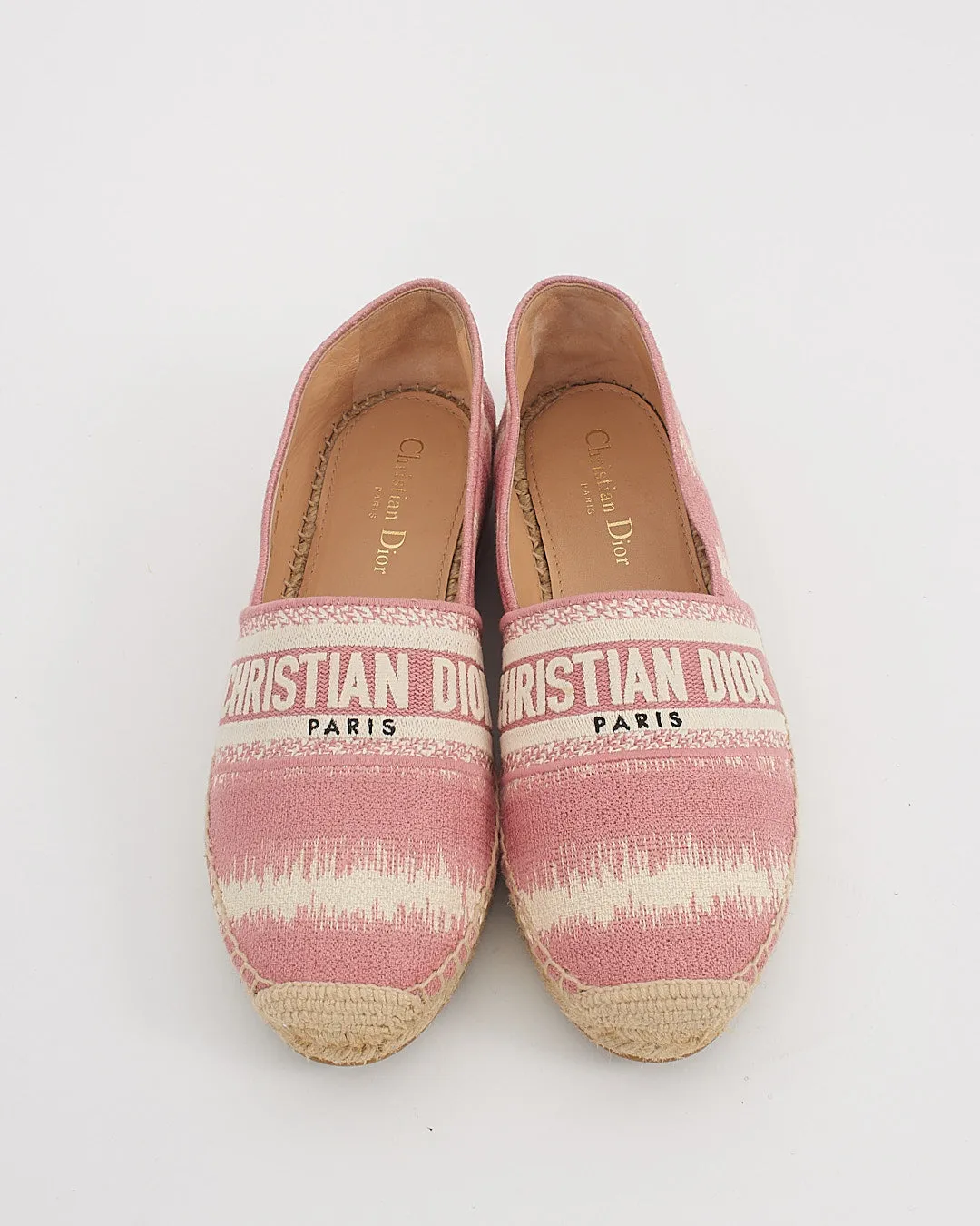 Dior Pink Canvas Logo Printed Espadrilles - 39