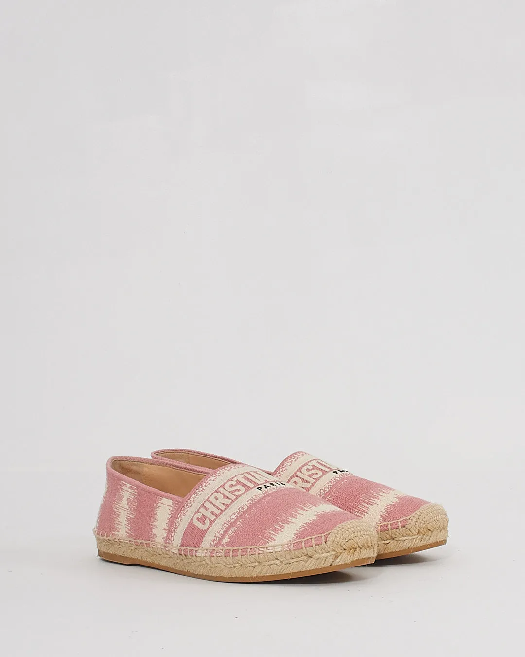 Dior Pink Canvas Logo Printed Espadrilles - 39