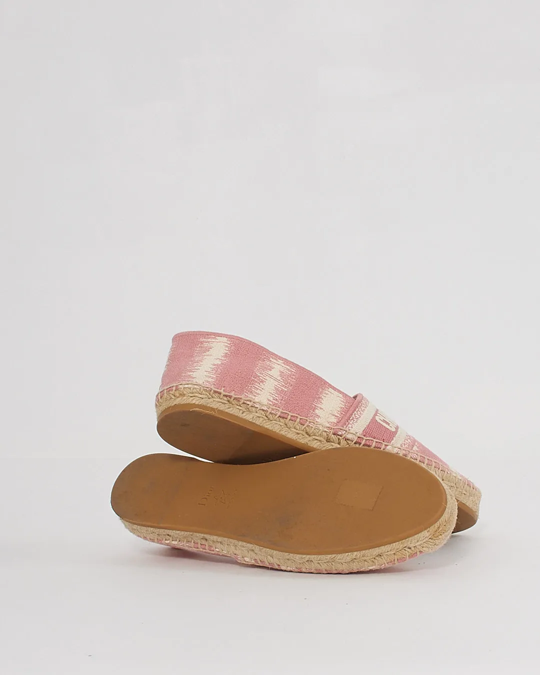 Dior Pink Canvas Logo Printed Espadrilles - 39