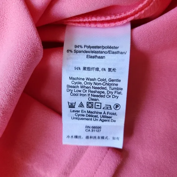 Dkny Coral Pink Dress Womens 10 Faux Wrap Side Knot V Neck Business Wedding Nwt