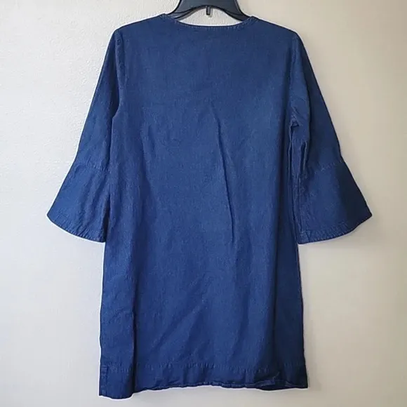 Draper James Chambray Denim Ruffle Shift Dress - Size 6