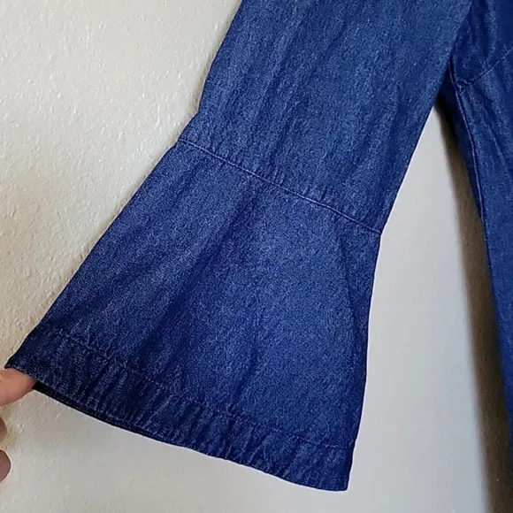 Draper James Chambray Denim Ruffle Shift Dress - Size 6